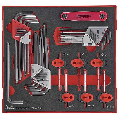 Jeu de clés HEX- TX Foam2 tray 42 pièces Teng Tools TEDHT42