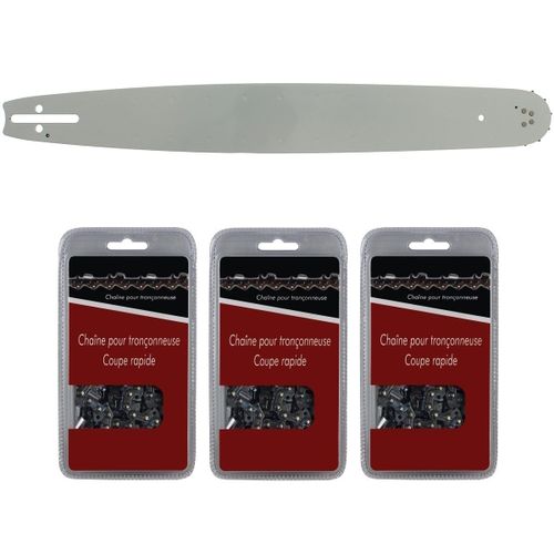 Guide 50 cm (20 pouces) + lot de 3 chaînes 72 maillons - Compatible tronçonneuses HUSQVARNA