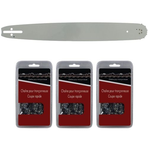 Guide 45 cm (18 pouces) + lot de 3 chaînes 68 maillons - Compatible tronçonneuses HUSQVARNA