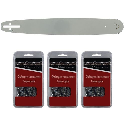 Guide 45 cm (18 pouces) + lot de 3 chaînes 64 maillons - Compatible tronçonneuses HUSQVARNA