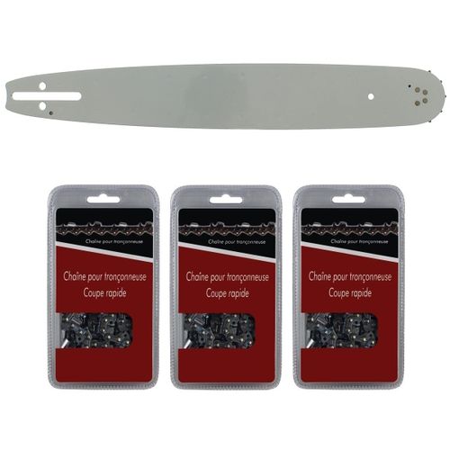 Guide 40 cm (16 pouces) + lot de 3 chaînes 60 maillons - Compatible tronçonneuses HUSQVARNA