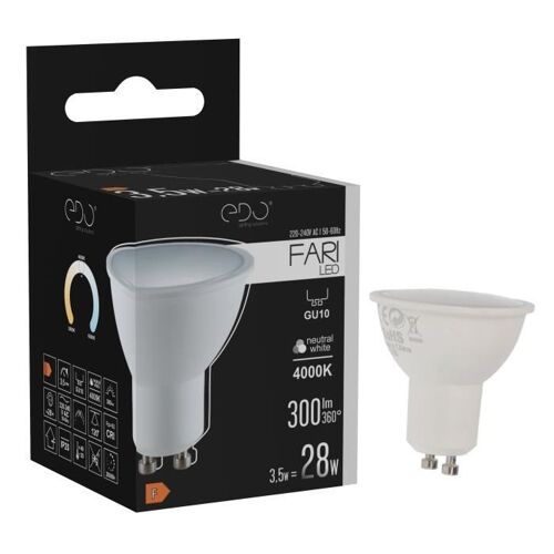 Ampoule Led Fari Gu10 3,5w 4000k Blanc Neutre 120° 300lm Edo