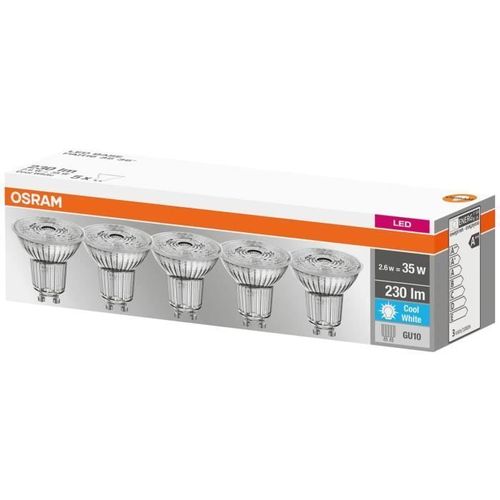 OSRAM - LED SPOT PAR16 36° 2.6W=35 GU10 froid - Lot de 5