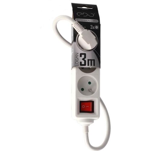 Multiprise - EDO - LOGAN - 3 prises 2P+T - Interrupteur - 3m - Protection enfants
