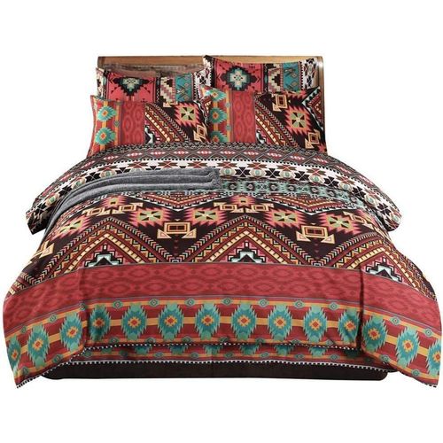 Kalanka-Bohème Avec Housse De Couette Style Ethnique Exotique Bohème Sud-Ouest Bohémien Rayé En Microfibre Avec Colorée
