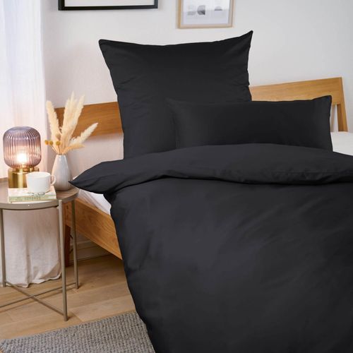KALANKA-literie 200x220 cm Satin mako - Lot de 1 - Drap en Satin certifié Oeko-Tex - Drap pour lit Dimensions 200x220 cm Doux et Brillant - Option Mix et Match - Couleur Noir