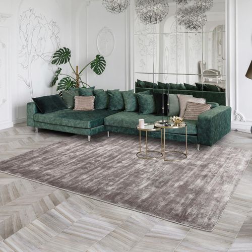 Tapis Salon 200x300 Fait À La Main En Viscose Marron Rectangle Motif Uni Neo +