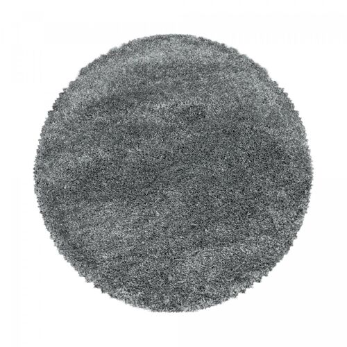 Tapis Shaggy Shaggy Flu Argent 120x120 Rond Oeko Tex® En Polypropylène Doux Et Soyeux