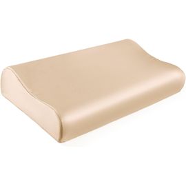 Kalanka-Taie D'oreiller 100 % Soie De Mûrier 19 Mommes Pour Oreiller Contour Cervical En Mousse À Mémoire De Forme, Lavable (Champagne, 53,3 X 36,8 X 12,4 Cm/10,7 Cm) 