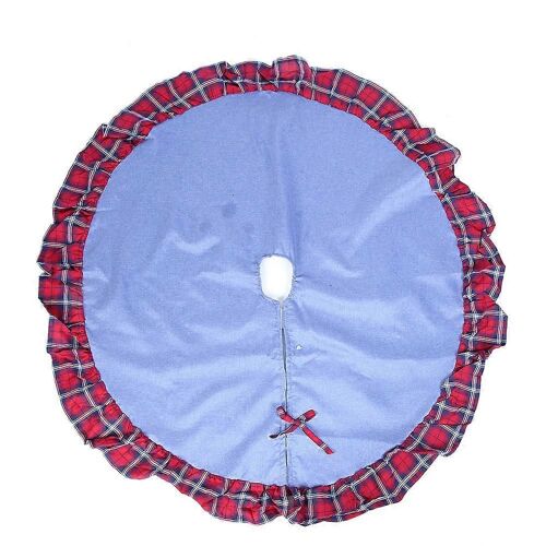 Home Party Double Layer Arbre de Noël Arbre de Noël Mat Jupe DécorationTissu Bleu avec Bordure Rouge