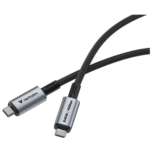 Verbatim - Câble USB - USB-C (M) pour USB-C (M) - USB4 - 1.2 m - jusqu'à 240 W de puissance, charge et synchronisation, débit de transfert de données jusqu'à 40 Gbps, support pour Power Delivery...