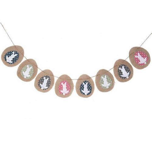 8pcs Set à la mode oblongue en tissu bannière lapin en forme de décoration de fête de festival