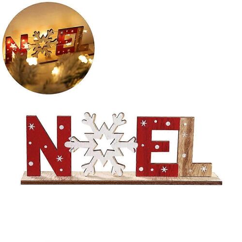 Noël en bois Père Noël Bonhomme de neige Flocons de neige Lettre Décoration Table Ornement Lettres Signe Décoration de fête de Noël