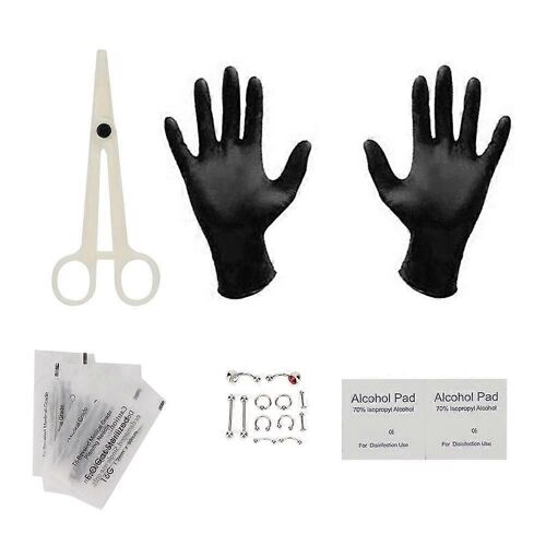 Langue Nez Ventre Jetable Corps Bijoux Piercing Anneaux Gants Kit D'outils 