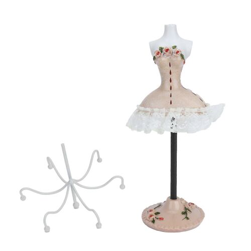 Présentoir À Bijoux Boucles D'oreilles Collier De Rangement Polyrésine Poupée Titulaire Avec Support Rotatifchampagne 3