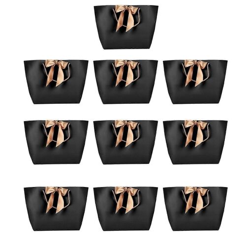 Papier Noir Souvenir Cadeau Sacs Vêtements Maquillage Boutique Sacs D'emballage Avec Poignée D'or 4# 10pcs