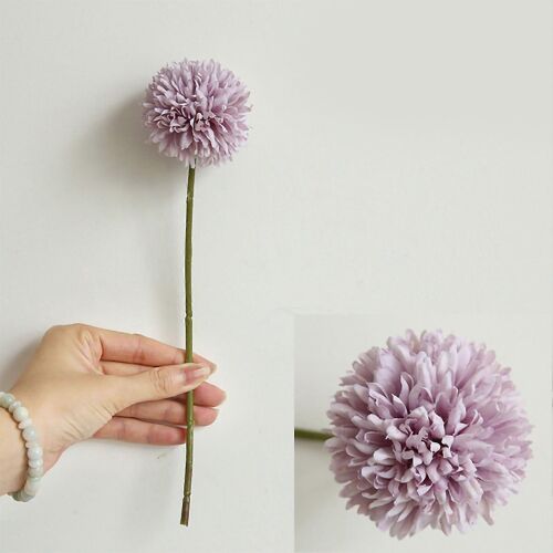 Simulation hortensia bouquet fausse soie fleur boule chrysanthème pour table à manger salon décoration de la maison violet