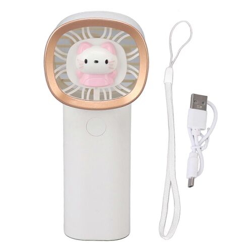 Éventail de main 3 engrenages Chargement USB réglable Mignon Mini poche de poche portable pour le maquillage Voyage Sortie Blanc
