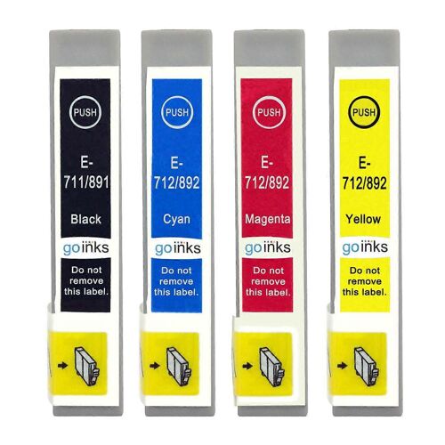 1 Ensemble de 4 cartouches d'encre pour remplacer Epson T0715 Compatible/non-OEM de Go Inks (4 Encres)