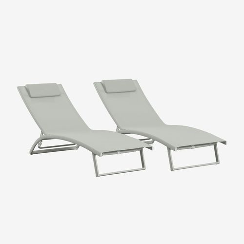 Lot De 2 Transats Inclinables En Aluminium Dulem Vert Kaki
