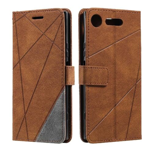Étui Pour Sony Xperia Xz1 Magnétique Antichoc Cuir Pu Portefeuille Flip Folio Porte-Cartes Kickstand - Le Brun
