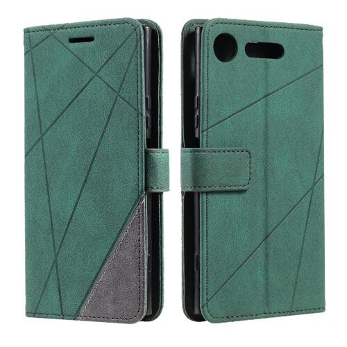 Étui Pour Sony Xperia Xz1 Magnétique Antichoc Cuir Pu Portefeuille Flip Folio Porte-Cartes Kickstand - Vert