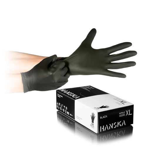 Kalanka-Gants Jetables Nitrile Noir - Sans Poussière - Jetables - Ambidextres - Non Stériles - Base En Caoutchouc - Convient Pour Les Milieux Médicaux, La Manipulation Des Aliments (1, Xl)
