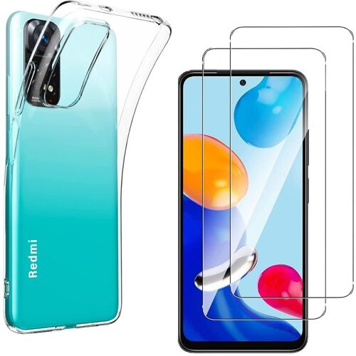 Hqselection® Coque Pour Xiaomi Note 11 4g Transparente Silicone En Gel Tpu Souple + 2 Verre Trempé Film Protection Écran - Anti Rayures - Ultra Résistant Dureté 9h