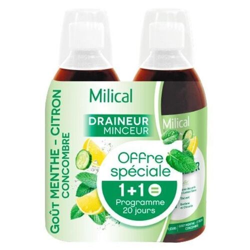 Milical Draineur Ultra Menthe Citron Concombre Lot De 2 X 500ml 
