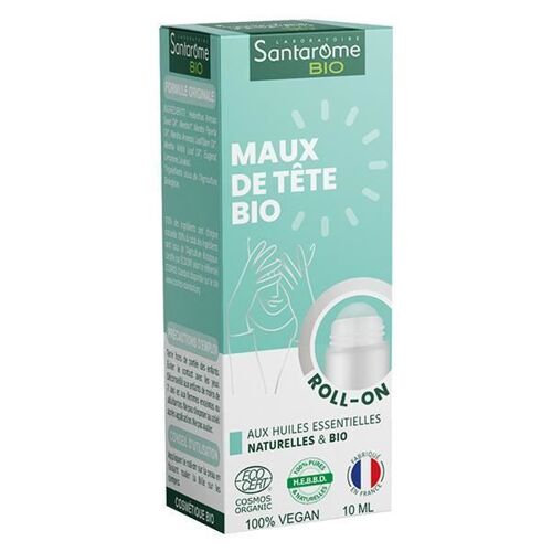 Santarome Bio Roll On Maux De Tête Bio Huiles Essentielles 10 Ml 