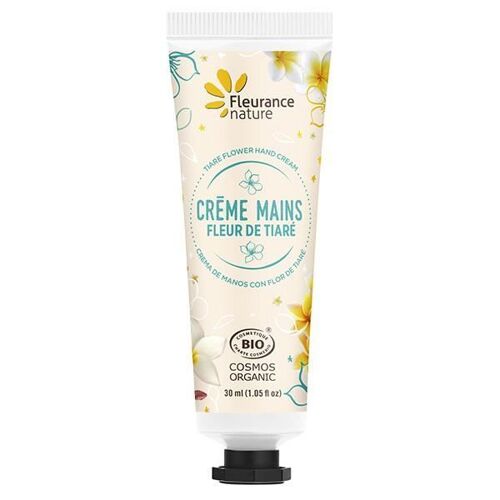 Crème Mains Fleur De Tiaré Bio - Fleurance Nature - 30ml - Non Gras - Adulte - Tous Types De Peau 