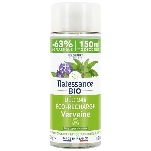 Déodorant Bio Verveine 24h - Natessance - Recharge 150ml - Sans Alcool 