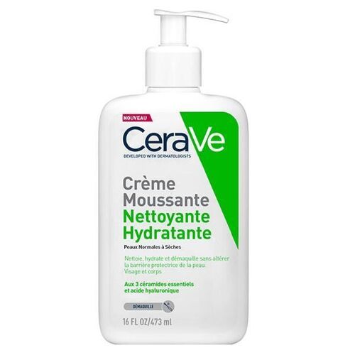 Cerave Crème Moussante Nettoyante Hydratante Visage Pour Peaux Normales À Sèches 473ml 