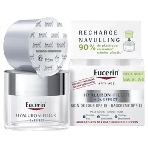 Eucerin Hyaluron-Filler + 3x Effect Soin De Jour Anti-Âge Spf15 - Peau Sèche Recharge 50 Ml 