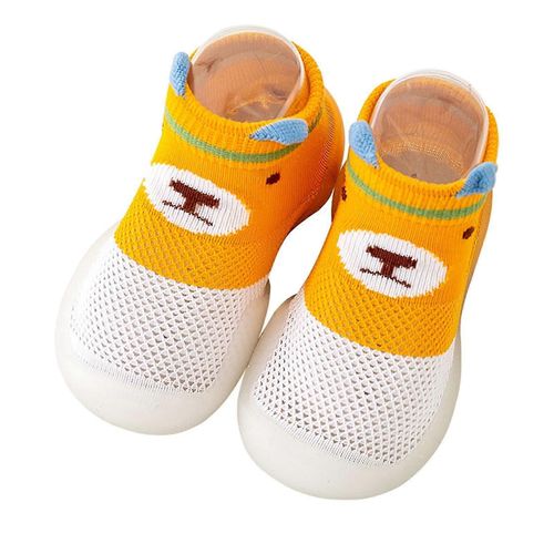 Chaussettes De Pantoufle De Semelle Intérieure Pour Bébé Antidérapante Respirant Maille Dessin Animé Élastique Bébé Chaussettes De Sol Chaussures Orange 6,1 Pouces