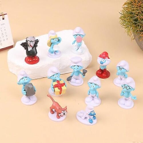 12 styles dessin animé schtroumpfs PVC modèle jouets Blue Spirit poupée ensemble cadeau de Noël