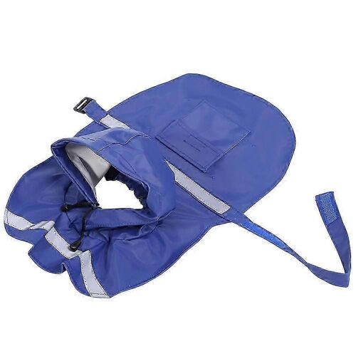 Imperméable Pour Animaux De Compagnie Imperméable Veste Chien Capuche Poncho Pluie Cape Slicker Vêtements De Plein Air Bleu Foncé M