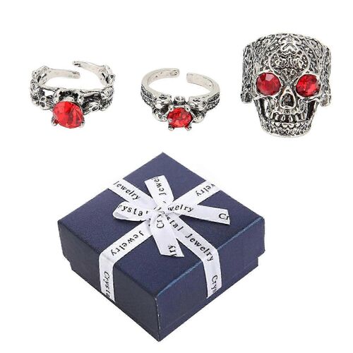 3pcs Anneaux Gothiques Durable Acier Antirouille Style Vintage Style Punk Large Applicabilité Taille Raisonnable Bonne Chance Punk Anneaux