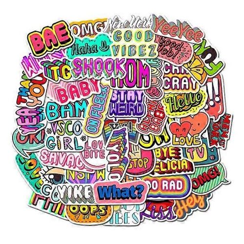 50-Pack Stickers Stickers Texte Scrapbook Multicolore
