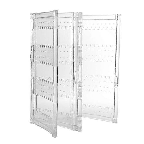 Transparent Folding Bracelet Necklace Earring Jewelry Display Stand Storage Rack Box(Four Door)