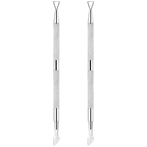 Poussoir À Cuticule Et Ensemble De Coupe, Cône Triangulaire Cuticule Pousseur D'ongle Éplucheur Grattoir, Dissolvant De Cuticule En Acier Inoxydable De Qualité Professionnelle, Pédicure Durable 2 Pcs 