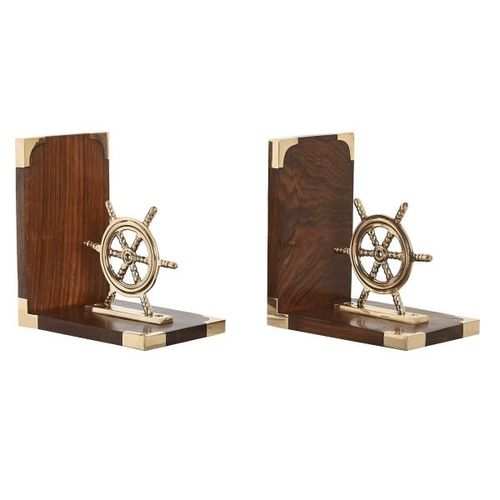 Bookend DKD Home Decor 30 x 10 x 16 cm Vintage Brass Rudder