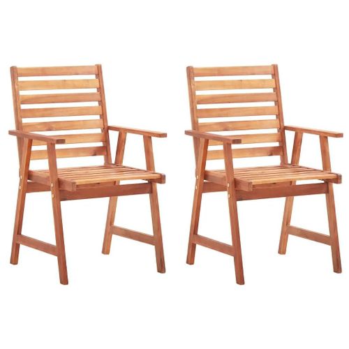 Chaises A Manger D'exterieur Lot De 2 Et Coussins Acacia Massif