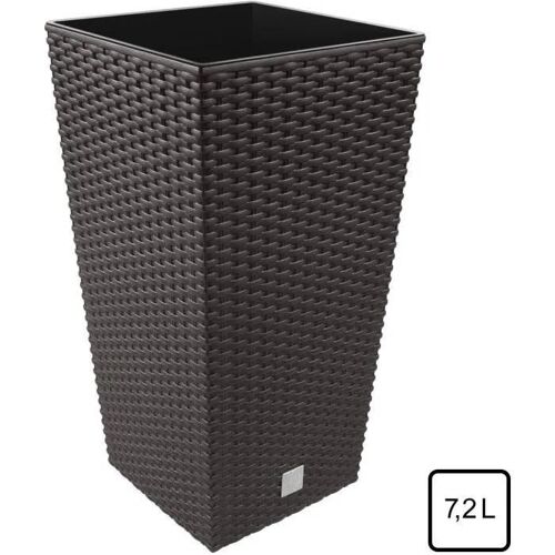 Pot De Jardin - Prosperplast - Rato - 7,2l - 17x17x32,4cm - Ocre Avec Insert D'arrosage