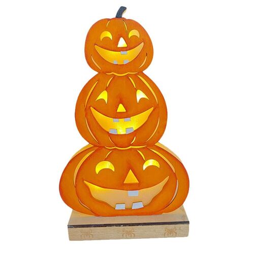 Lumière LED en bois, cadeau, décoration de grimace de citrouille d'halloween goodnice