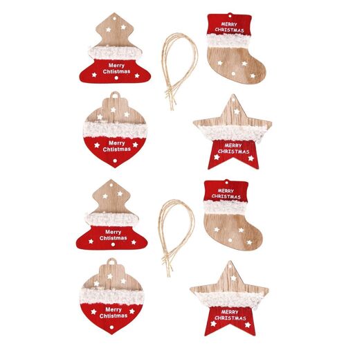 Ensemble d'ornements de Noël en bois de 8 pièces, ornements en bois d'étoile de ferme, arbre de Noël en bois goodnice