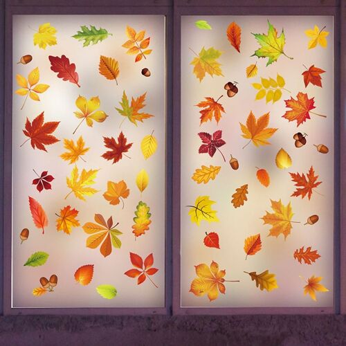 Autocollants de fenêtre d'automne pour vitraux, autocollants de fenêtre saisonniers pour remerciement goodnice