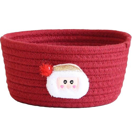 Panier de Noël en coton rouge durable ¿ Panier de rangement et de cadeaux polyvalent pour la décoration des fêtes et l'organisation de petits objets