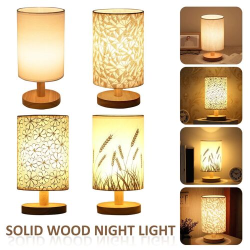 Lampe De Table Élégante En Lin Avec Base En Bois ¿ Lampe De Chevet Alimentée Par Usb Pour La Décoration De La Chambre Et Du Salon
