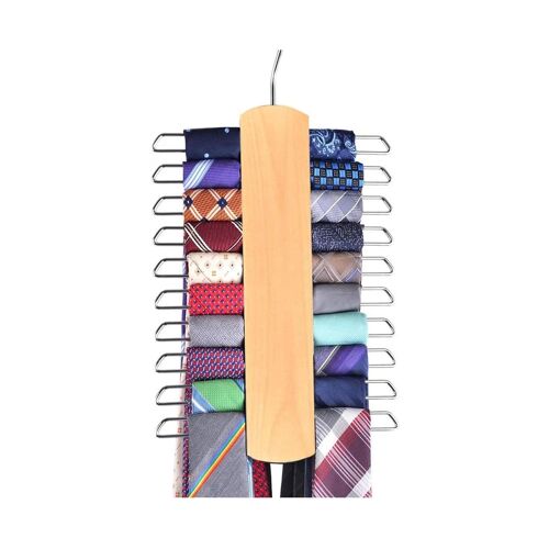Organisateur De Cravates Et De Ceintures En Bois - Cintre Rotatif À 20 Crochets Pour Cravates, Foulards Et Ceintures - Rangement Élégant Pour Placard